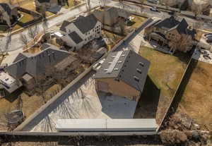 Aerial perspective of suburban area