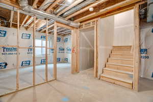 Basement featuring stairway