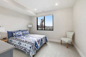 Bedroom featuring carpet flooring and recessed lighting