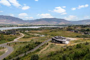 View of mountain background featuring a nearby body of water