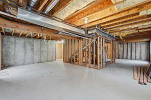 View of unfinished basement