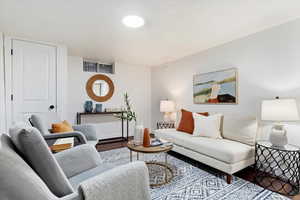 Living room with wood finished floors