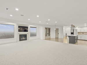 Basement kitchen and living room.