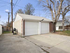 View of detached garage