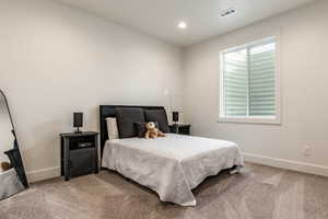 Bedroom with carpet and recessed lighting