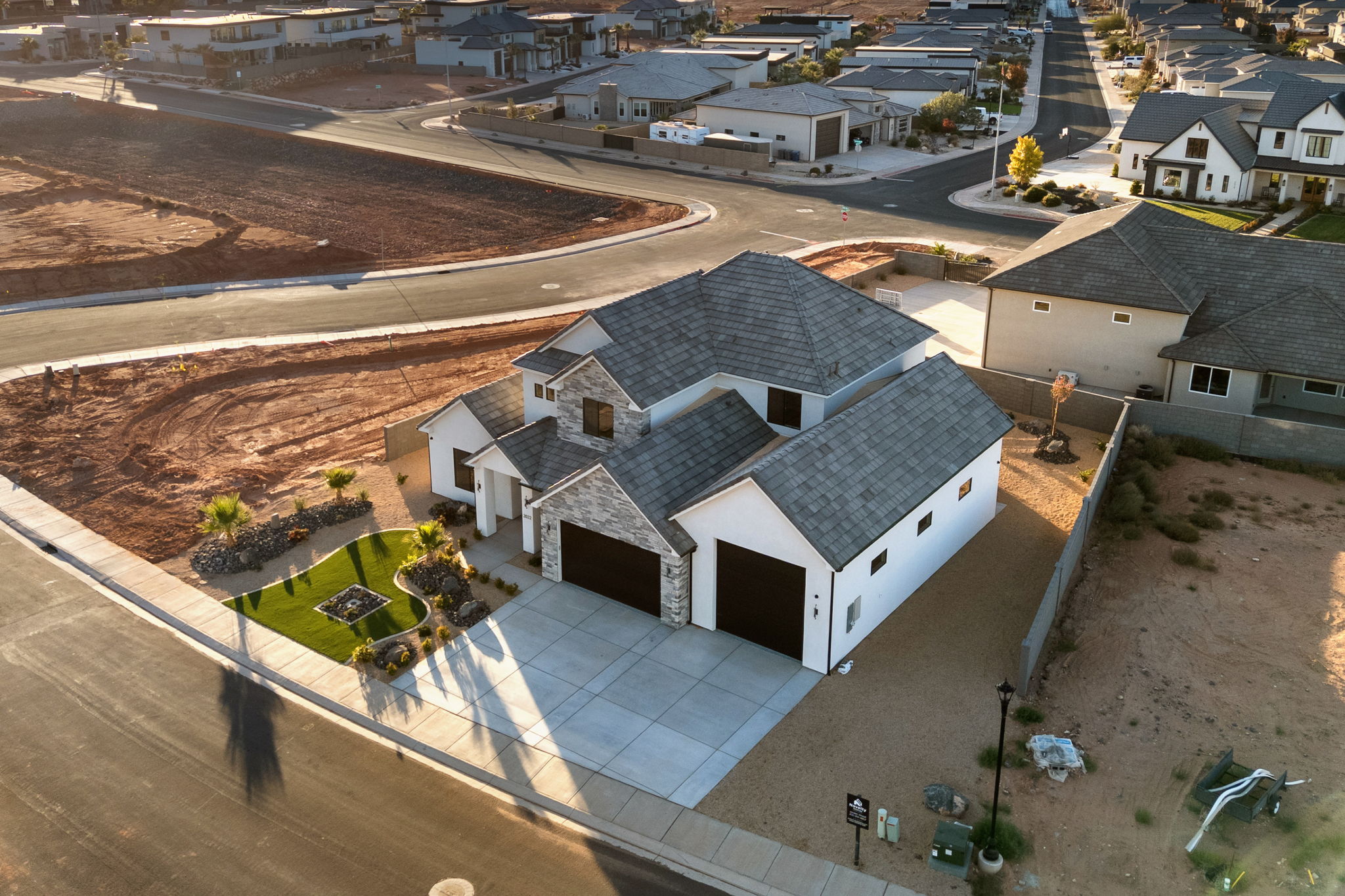 Aerial view of residential area