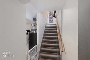 Stairs with a textured wall