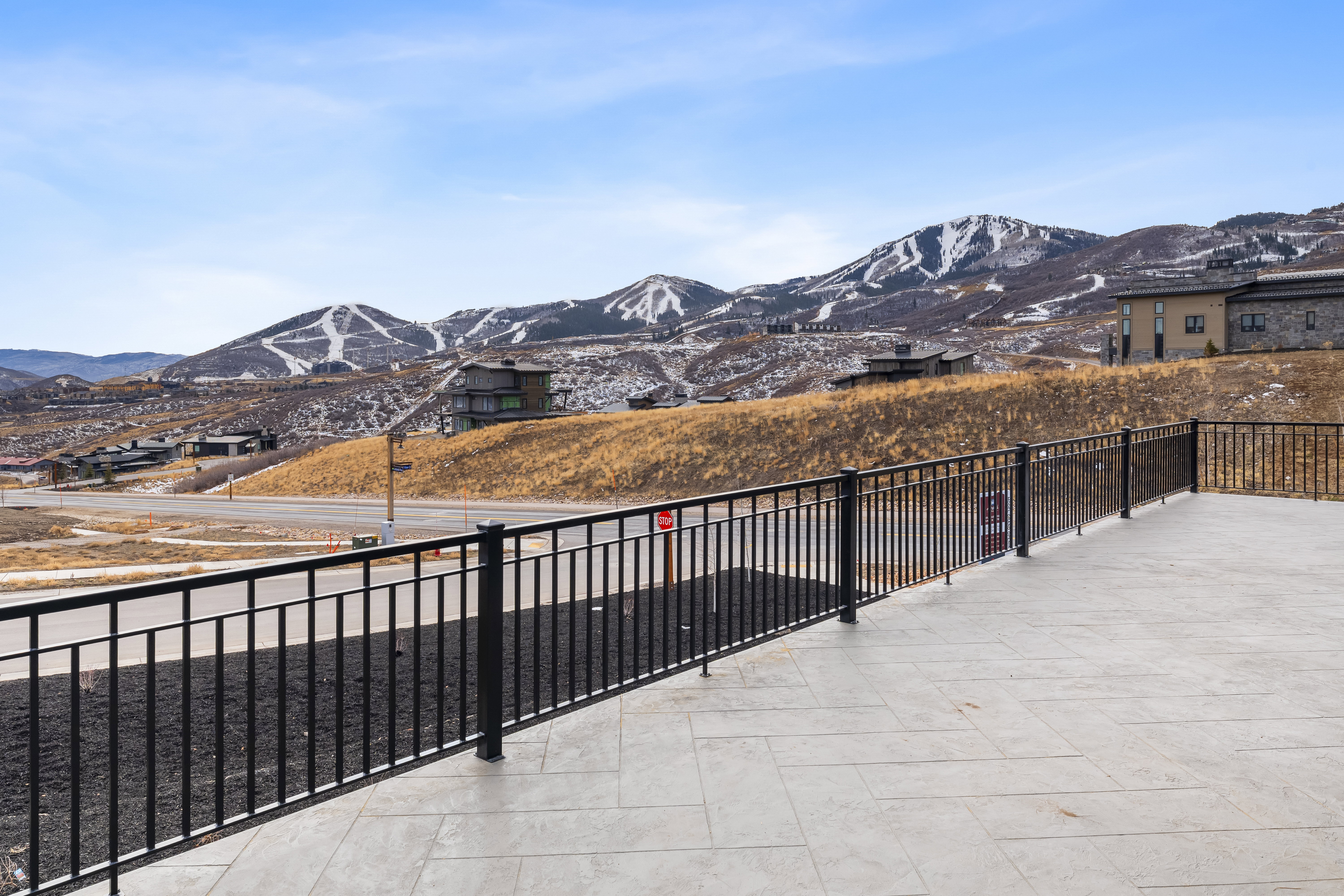 Balcony with a mountain view