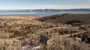 Drone / aerial view of a mountainous background
