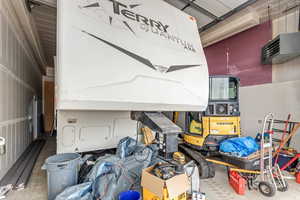 Garage with a heating unit