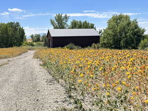 View of property exterior featuring an outdoor structure, a metal roof, an outbuilding, and a view of countryside