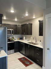 Kitchen with stainless steel appliances
