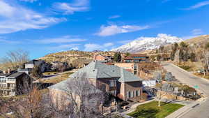 View of mountain background with nearby suburban area