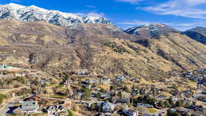View of mountain background with nearby suburban area
