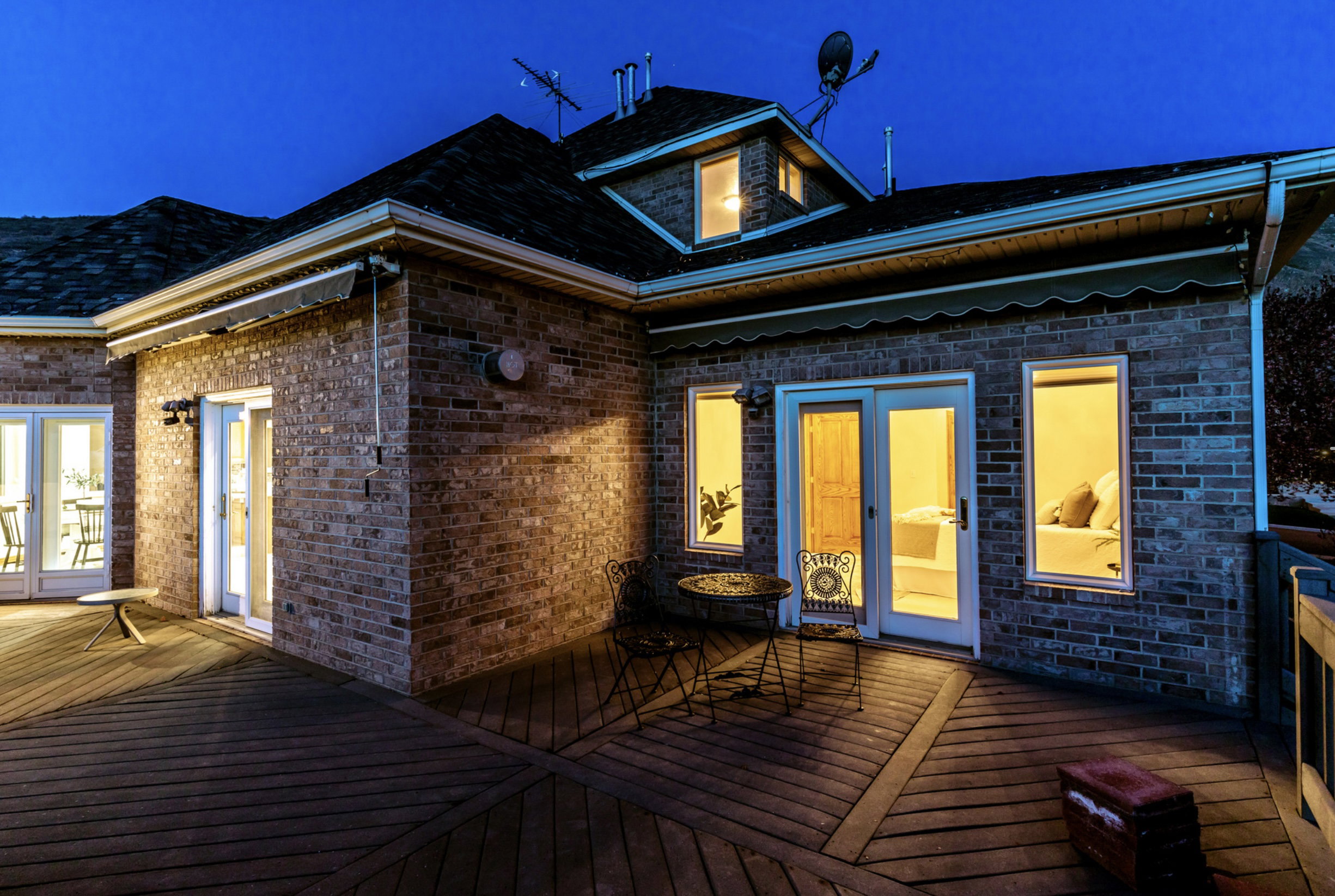 Wooden terrace with french doors