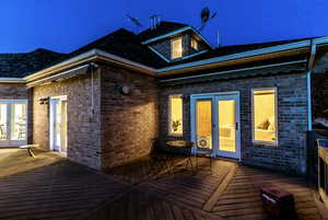 Wooden terrace with french doors