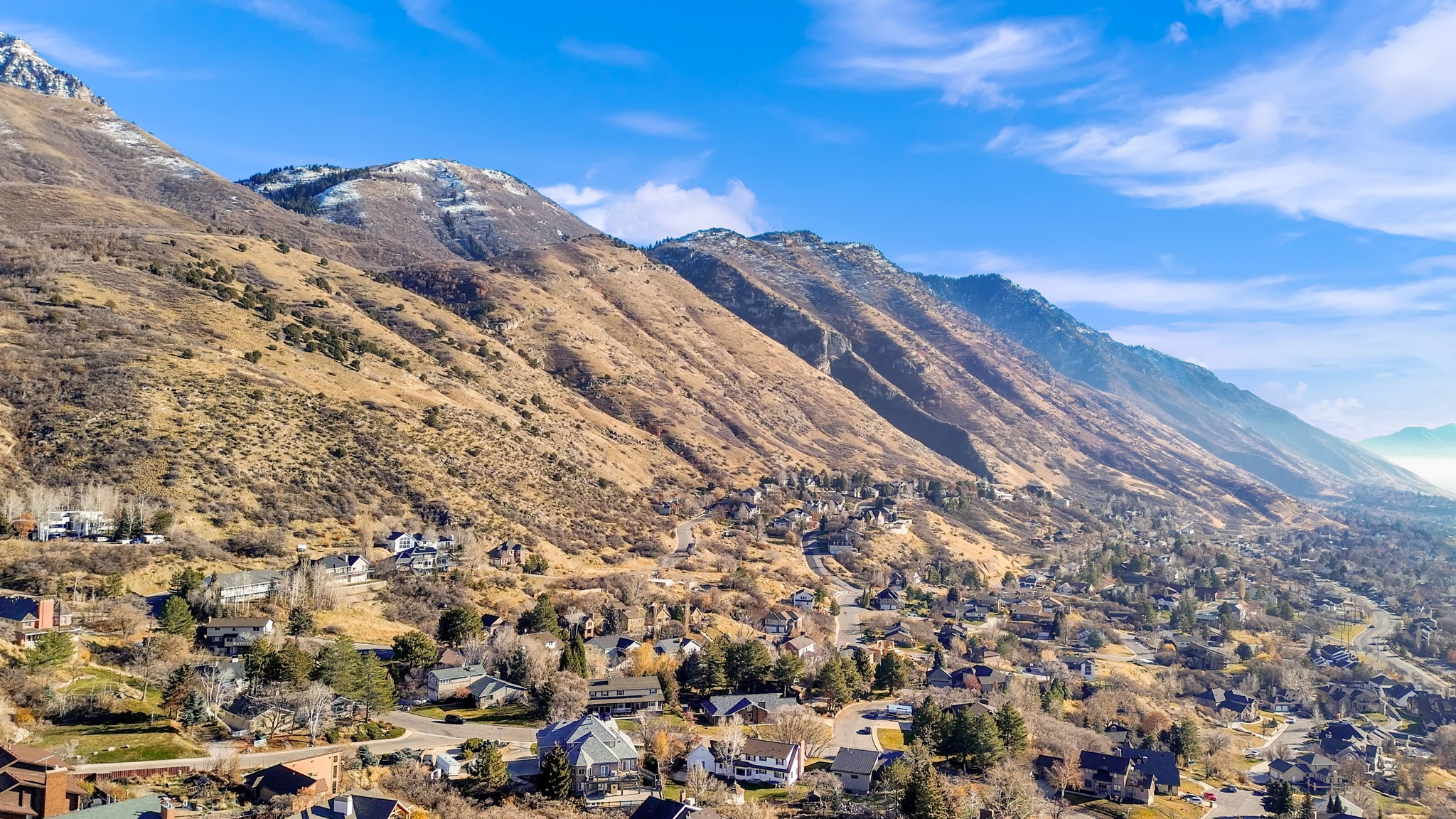 Mountain view with nearby suburban area