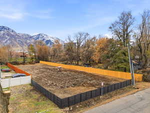 View of yard with a mountain view