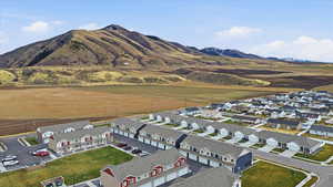 Aerial perspective of suburban area