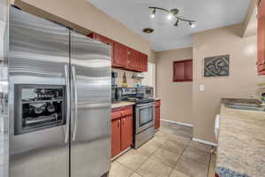Kitchen with stainless steel appliances