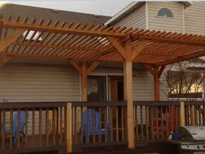 Pergola-covered deck