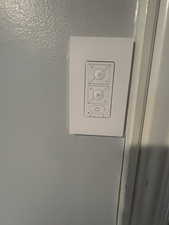 Each room has a ceiling fan with light and fan controls shown here