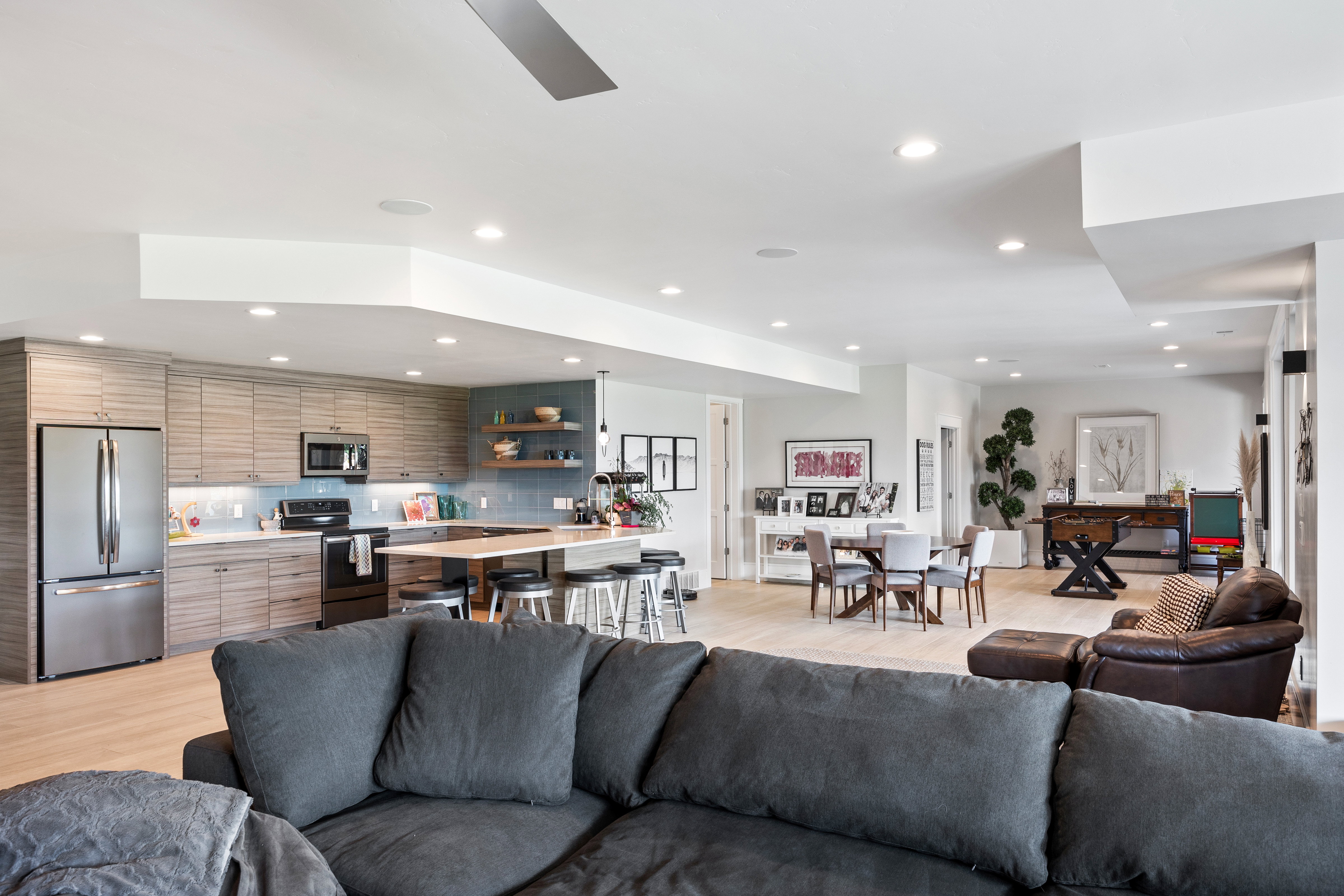 Living room featuring recessed lighting and light wood finished floors