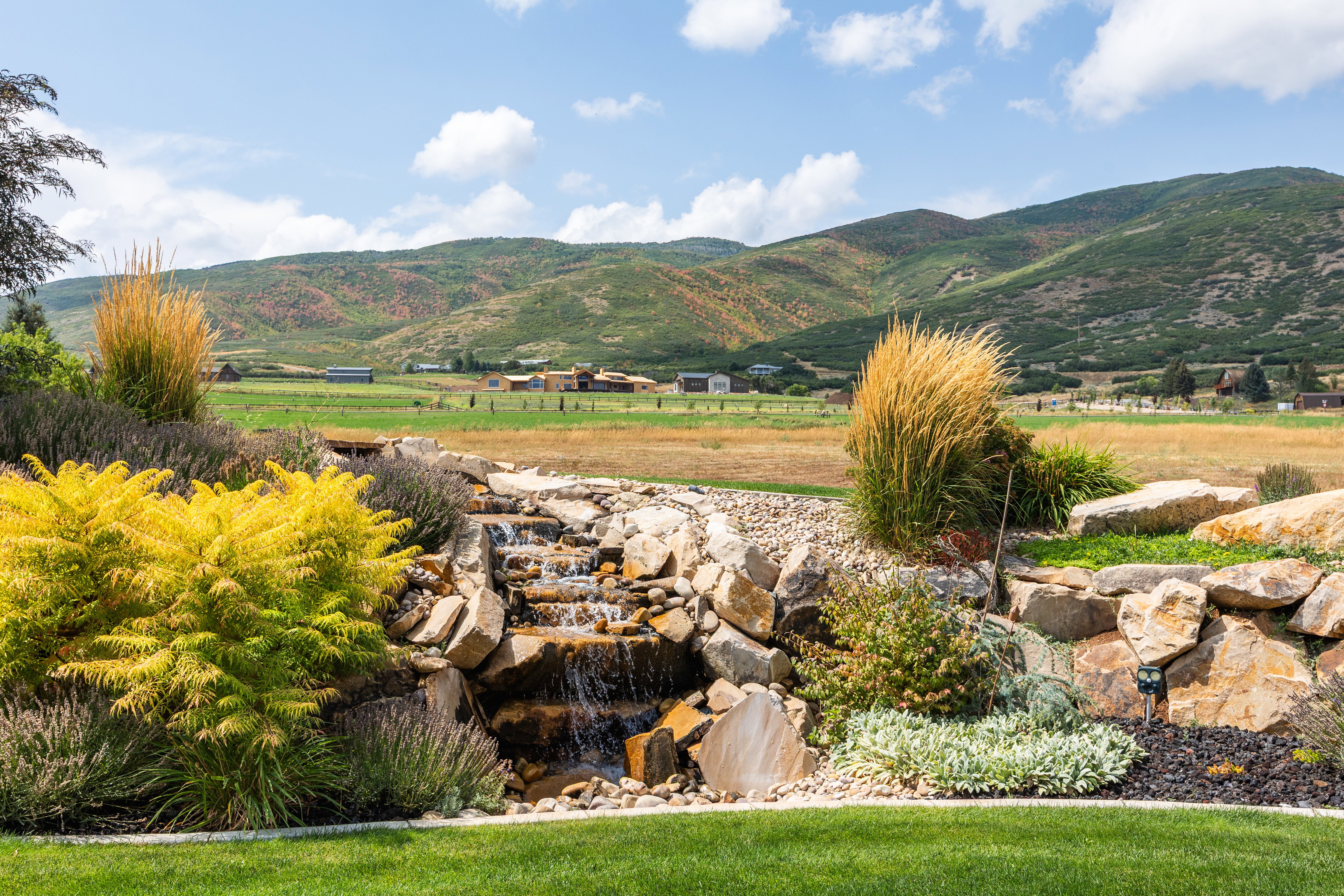 Mountain view with rural landscape