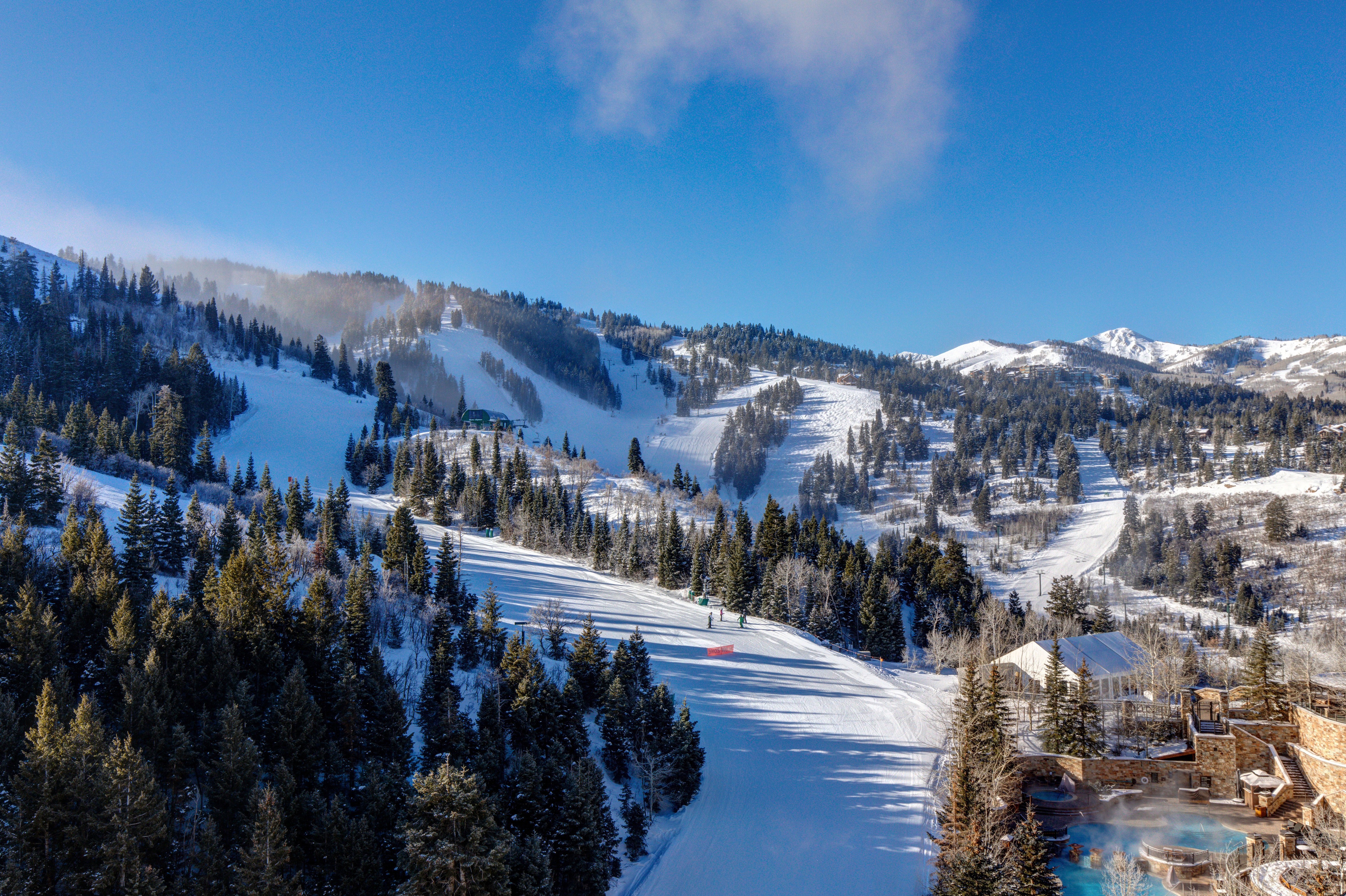Bird's eye view of a mountain backdrop