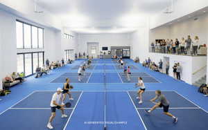 View of tennis court featuring community basketball court