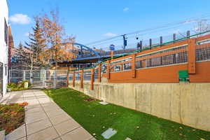 View of yard featuring a gate