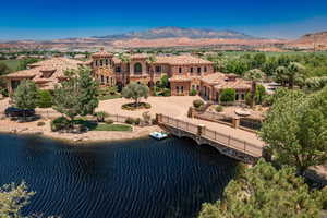 Drone / aerial view of a water and mountain view