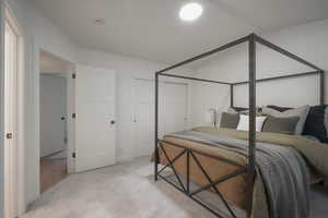 Bedroom with carpet floors