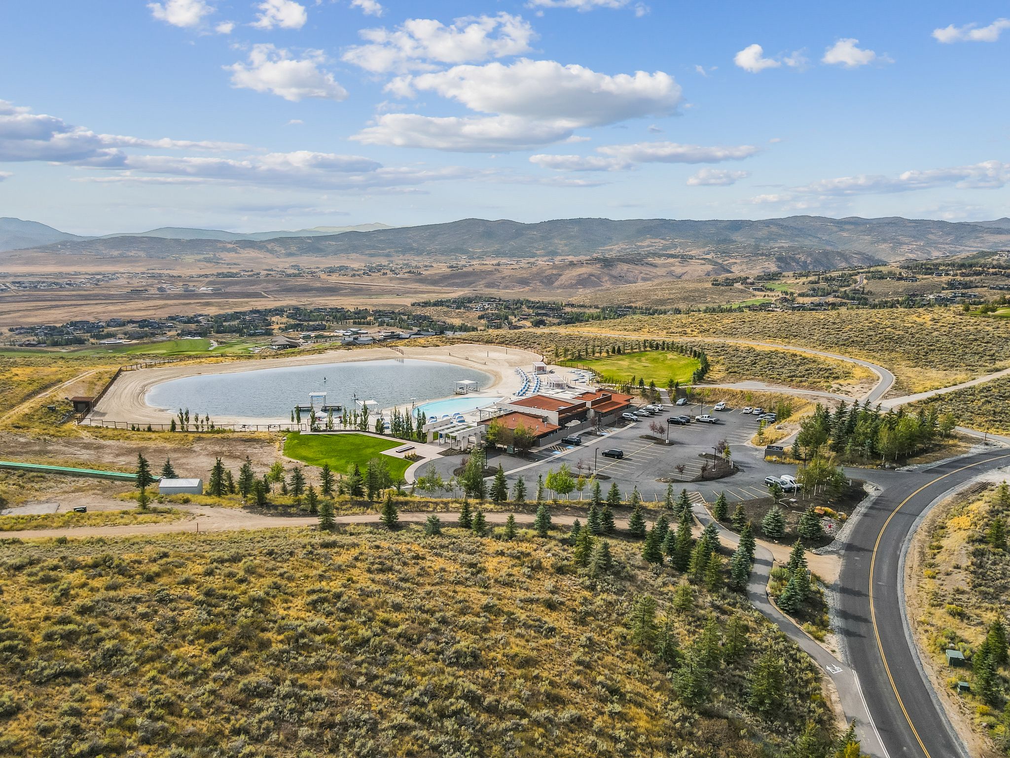 Drone / aerial view of a water and mountain view