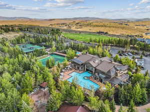 Drone / aerial view of a mountain backdrop