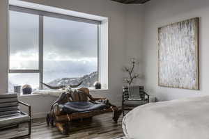 Bedroom featuring multiple windows and wood finished floors