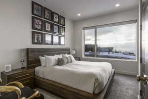 Bedroom featuring carpet floors and recessed lighting