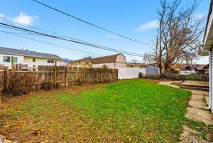 View of fenced backyard