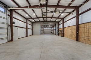 Garage with metal wall