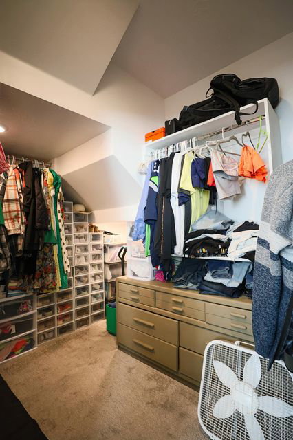 Spacious closet featuring carpet floors