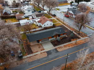 Aerial perspective of suburban area