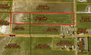 Aerial location with property boundaries highlighted