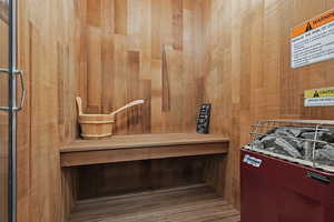 Sauna with wooden walls