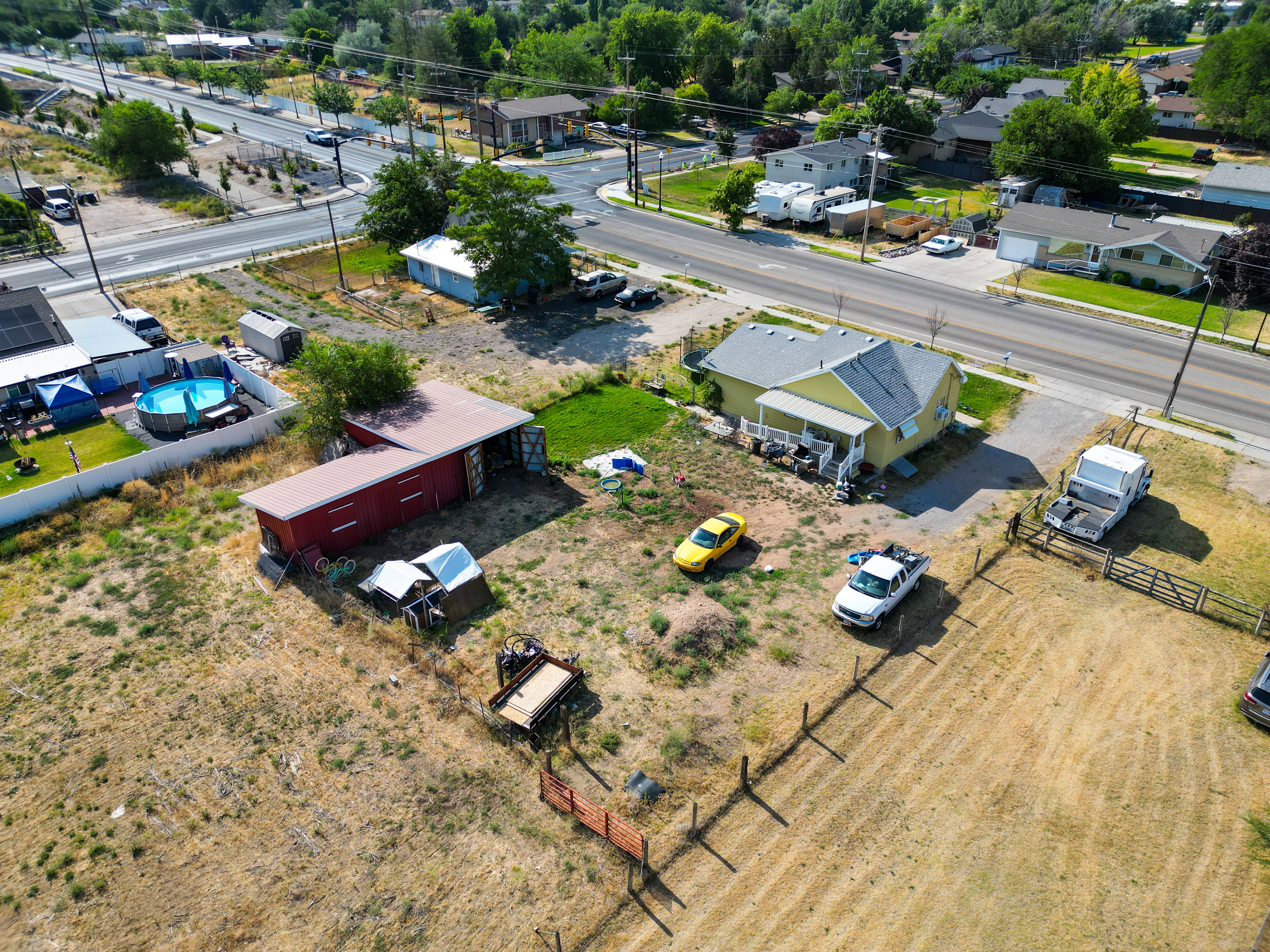 Aerial view of residential area