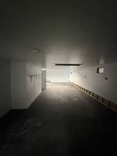 Garage with concrete block wall