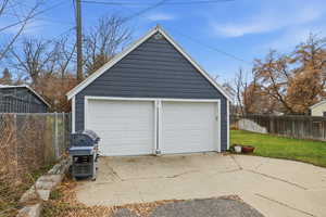 View of detached garage