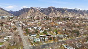 View of mountain backdrop with nearby suburban area