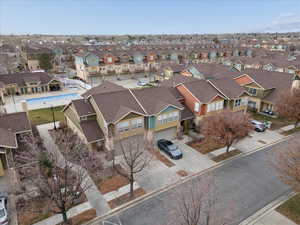 Aerial perspective of suburban area