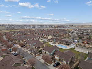 Aerial perspective of suburban area