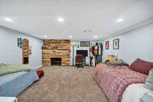 3rd Bedroom featuring carpet and recessed lighting
